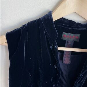 Vintage Women’s Ralph Lauren Midnight Blue Mandarin Collared Velvet Vest